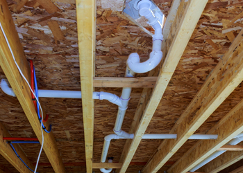 pipes installed in the ceiling of a new construction home